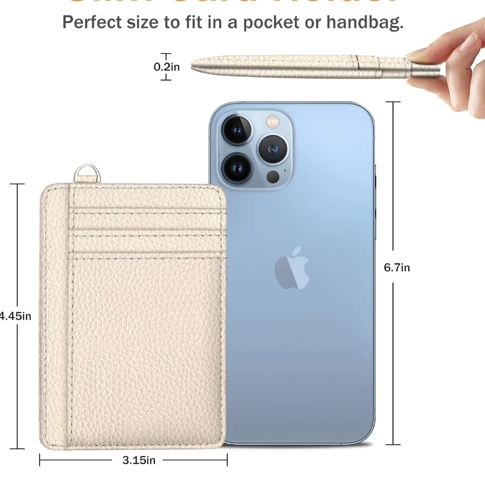 Cream Slim Wallet Case with Card Slots and ID Window